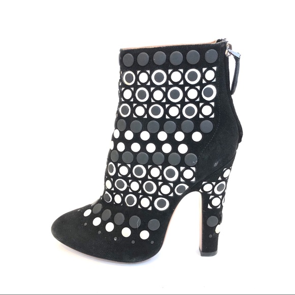 Alaia Shoes - ALAIA Cutout Suede Ankle Bootie